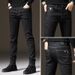 Jeans Feet Slim Fit Trendy Elastisch Casual Zwart Populair Lente En Herfst Broek Heren Stijl_voghion.com