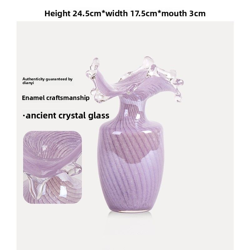 Vaso de vidro com gota d'água roxa de alta qualidade, ornamento, arranjo hidropônico vintage francês para sala de estar, mesa, decoração_voghion.com