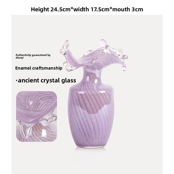Vaso de vidro com gota d'água roxa de alta qualidade, ornamento, arranjo hidropônico vintage francês para sala de estar, mesa, decoração_voghion.com