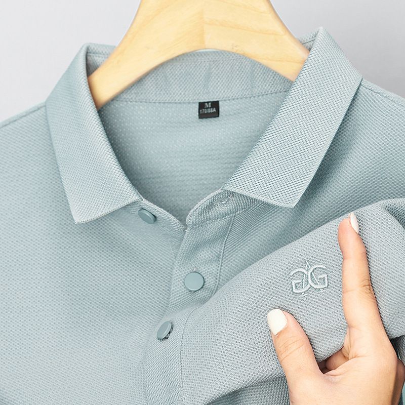 Women's Clothing black technology cool polo shirt men summer business short-sleeved top loose lapel T-shirt_voghion.com
