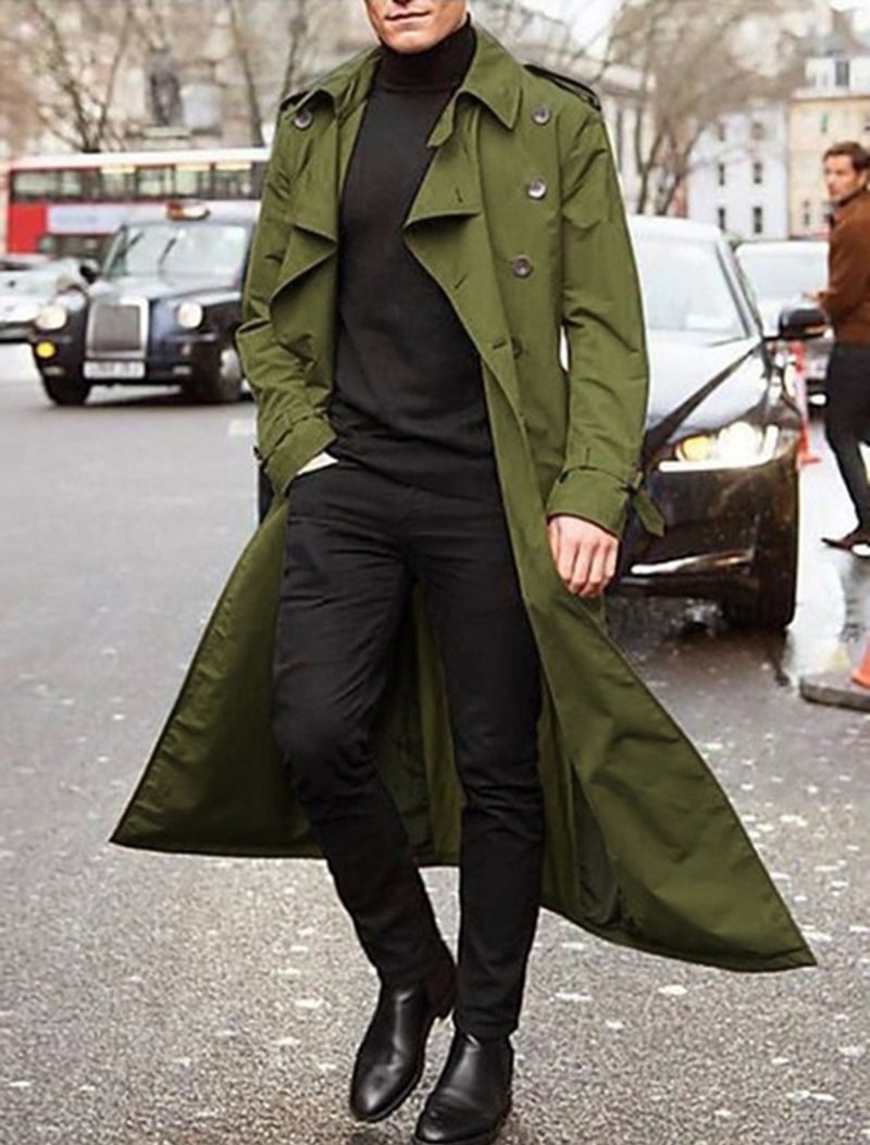 ​​Men's Mid-Length Windbreaker Jacket – Lightweight Trench Coat, Water-Resistant & Breathable, Casual Outerwear_voghion.com
