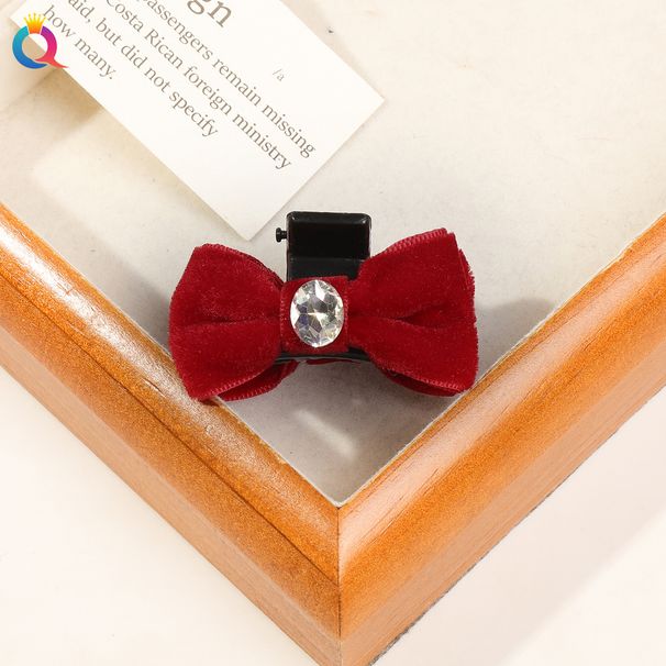 Kadınlar İçin Kadife Fiyonklu Yapay Elmaslı Saç Pençesi Klipsi - Sırt Saçı Şekillendirme İçin Küçük Boy Zarif Topuz Tokaları (4,5 cm)_voghion.com