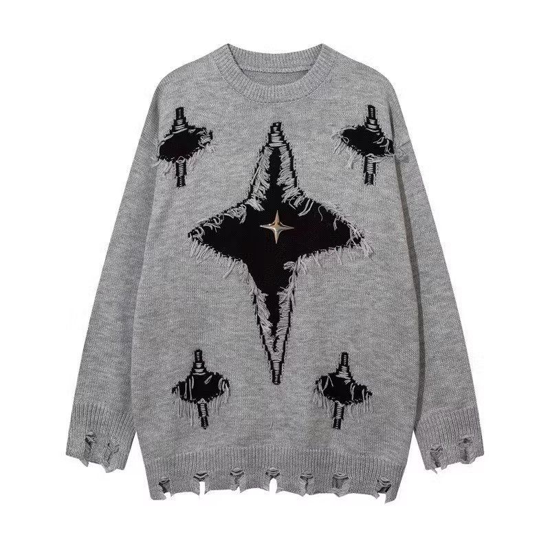 Men's Clothing Fashionable five pointed star round neck knitted sweater for men and women style handsome design deer fur lazy style sweater_voghion.com