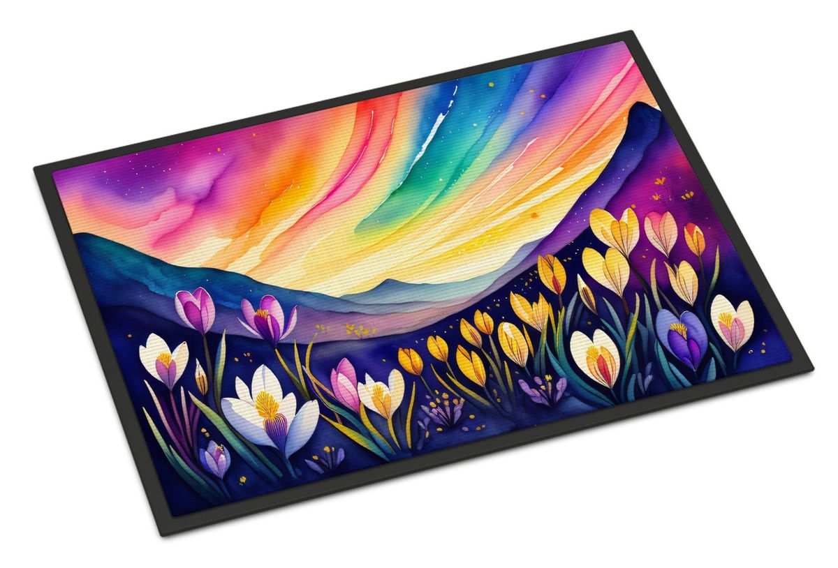 Crocus In Color Doormat Front Door Mat Indoor Outdoor Rugs For Entryway, Non Slip Washable Low Pile, 24H X 36W_voghion.com