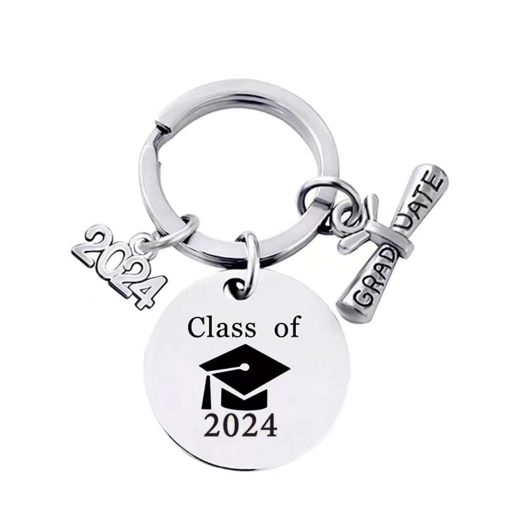 2024 Graduation Season Stainless Steel Engraved Metal Keychain as a Commemorative Gift for Classmates and Teachers_voghion.com
