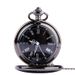 Large Classical Dual Display Black Face Roman Numerals White Hands Retro Pocket Watch_voghion.com