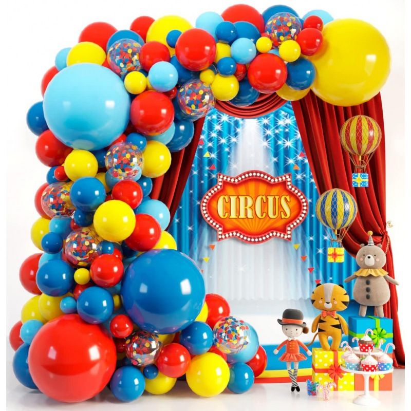 Set di catene di palloncini da circo e carnevale, da 18 pollici e 10 pollici, in lattice rosso, giallo e blu, decorazione per feste per bambini_voghion.com
