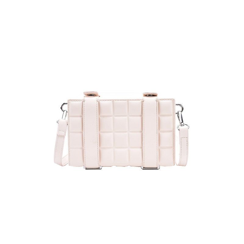 Borsa a tracolla singola con tracolla singola a forma di scatola di moda coreana con personalità piccola borsa a doppia cintura con blocco di cioccolato_voghion.com