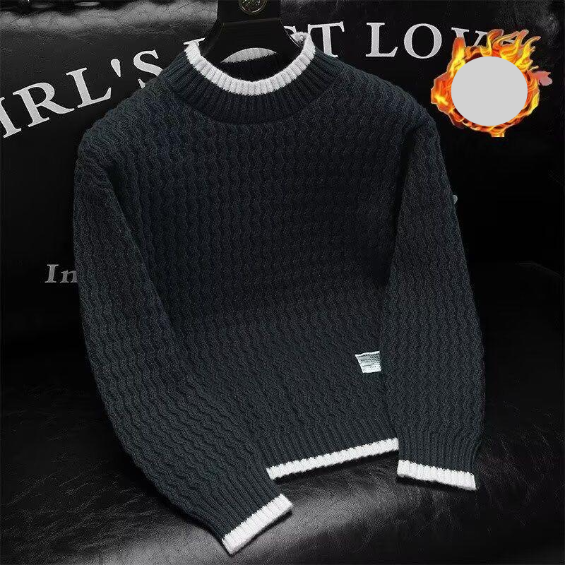 Abbigliamento maschile Autunno e inverno Nuovo maglione spesso Ragazzi Base maglione lavorato a maglia Moda maschile Maglione di fascia alta Maglione caldo_voghion.com
