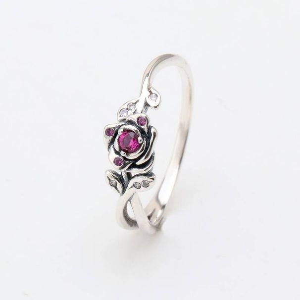 Versilberter Ring mit Rosenblütenblatt, oxidiertes Schwarzkupfer, Zirkonia, Schmuck, EU-Größen 50–60, Reise-Souvenir, Geschenk für Frauen_voghion.com