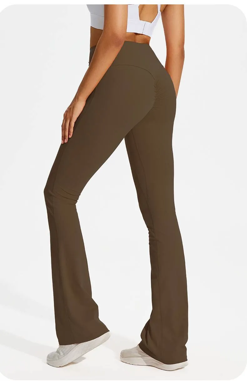 NOKO Sports 7A Antibacterial Wide-leg Tights Nude Hip-lifting Yoga Flared Pants Women's Dance High-waisted Flared Casual Sports Pants_voghion.com