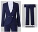 Conjunto de blazer curto chique para outono/inverno – Jaqueta curta bouclé com calça (roupa de escritório pequena, azul-marinho, P-4XL)_voghion.com