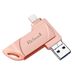 Richwell DXZ128 USB Flash Disk 128G 3 in 1 Micro USB + 8 Pin + USB 3.0 Compatible IPhone & IOS(Rose Gold)_voghion.com