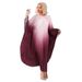 ChicShe N7933 Plus Size Women's Clothing European And American Cross-Border Source Batwing Sleeve Gradient Color Pleated_voghion.com