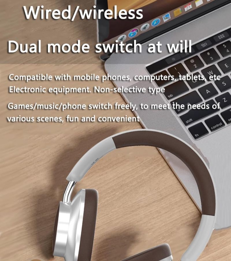 Wireless Bluetooth Headset with Microphone, HiFi Stereo,ENC Noise Reduction, Low Latency for Games, Suitable for Mobile Phones, Computers, etc._voghion.com