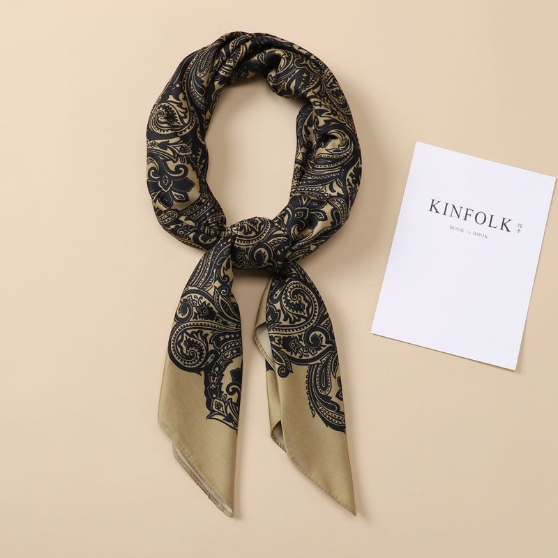 Spring and summer new 90 diagonal square simulation cashew flower temperament silk scarf headscarf shawl_voghion.com