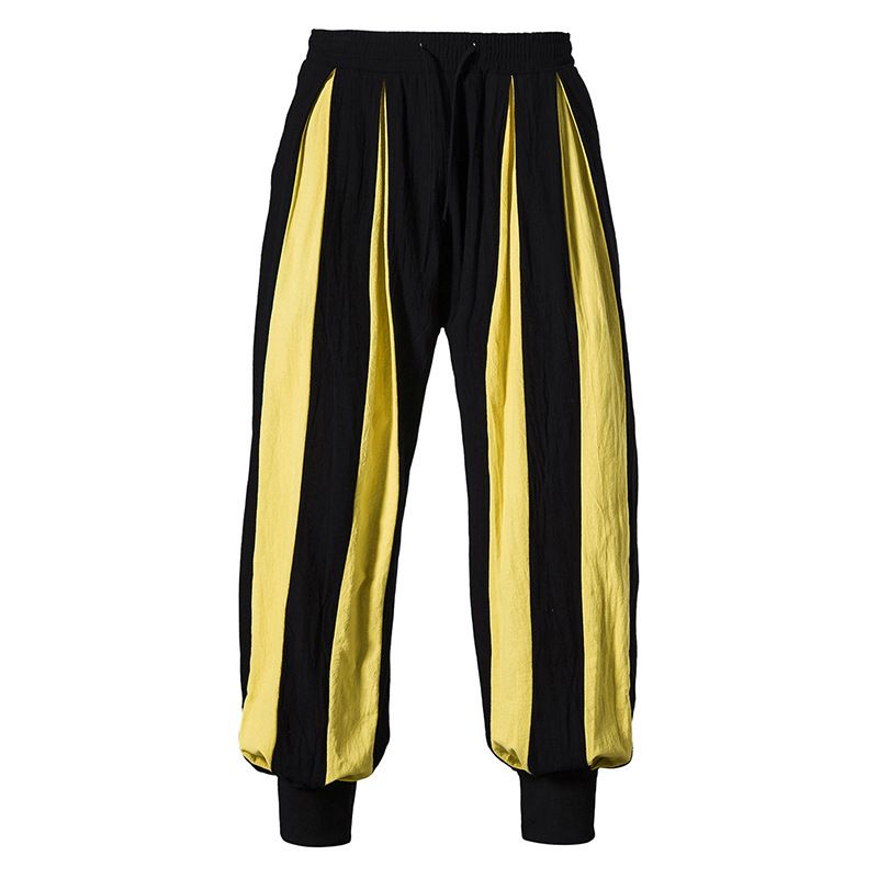 Pantaloni casual color block in cotone e lino da uomo, nuovi autunnali, per uomo_voghion.com