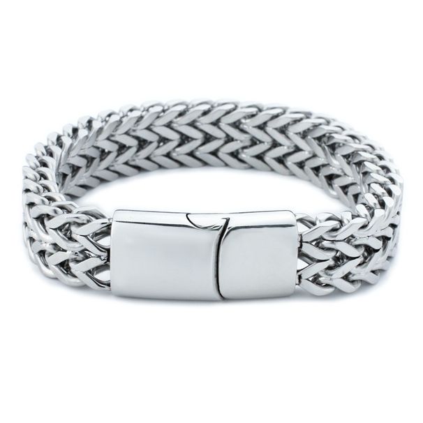 Trendy Titanium Stainless Steel Woven Double Row Front And Back Dragon Bone Magnetic Clasp Men's Bracelet Jewelry_voghion.com
