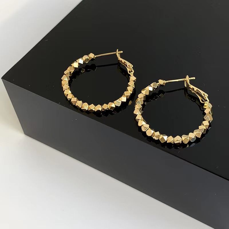 Round Circle Hoop Earrings For Women Stainless Steel Golden Statement Metal Earring Trend Party Jewelry Couple Gift_voghion.com