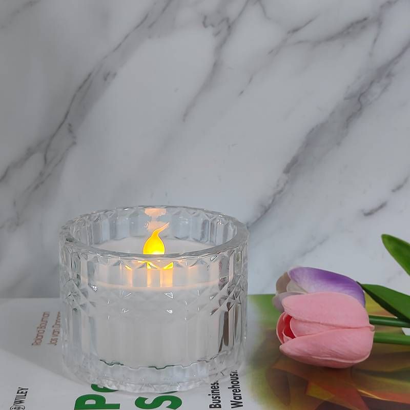 Cadles blancs LED sans flamme vacillants en cire, bougies réalistes LED à piles pour la décoration intérieure._voghion.com