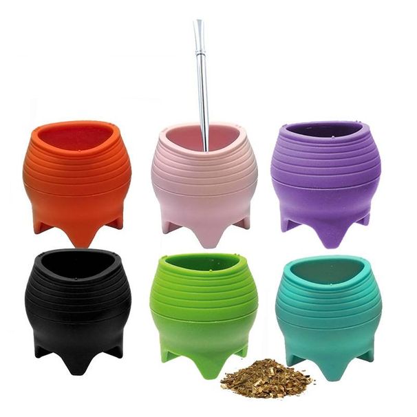 200 ml Yerba Mate-Becher aus Silikon – Traditioneller argentinischer Kürbis mit Bombilla, langlebig und tragbar für Mate-Tee-Liebhaber_voghion.com