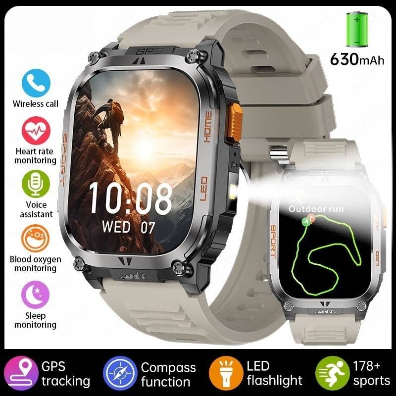Smartwatch QX18 z GPS i Bluetooth – 1,4-calowy ekran dotykowy TFT, pulsometr i ciśnieniomierz, wodoodporność IP68, bateria wystarczająca na 14 dni_voghion.com