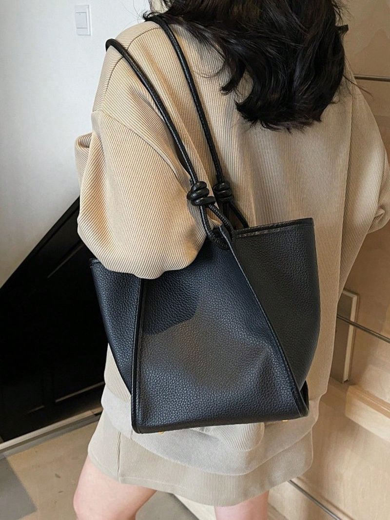 La nuova borsa a tracolla con grande capacità, borsa casual tinta unita in stile straniero_voghion.com