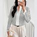 Camicia a righe con bottoni da donna - Camicetta con stampa digitale a contrasto (camicia da ufficio a maniche lunghe, tessuto leggero, top casual alla moda)_voghion.com