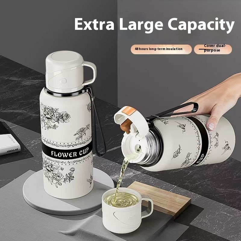 316 Stainless Steel Gardenia Insulated Water For Women, High-Quality Large Capacity Student New Style Thermos Bottle_voghion.com