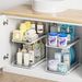 Under-Sink Pull-Out Drawers - 2 Stackable Organizers Acrylic+Aluminum Fits EU Cabinets_voghion.com
