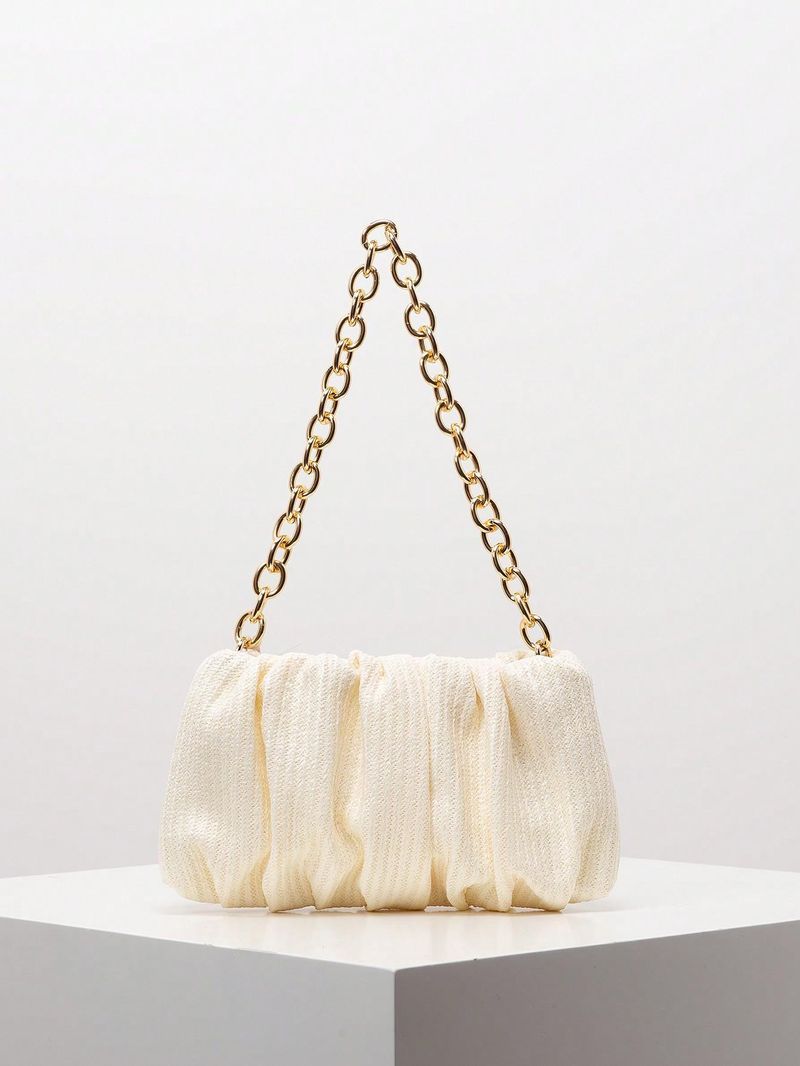 New Straw Woven Underarm Single Shoulder Crossbody Chain High-Quality Texture Pleated Ethnic Style Beach Vacation_voghion.com