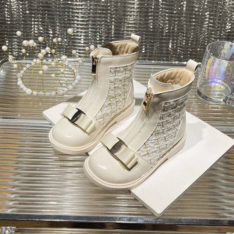 Scarpe per bambini Stivali corti neri per bambini di media e grande taglia Comodi stivali in pelle per bambini da passerella_voghion.com