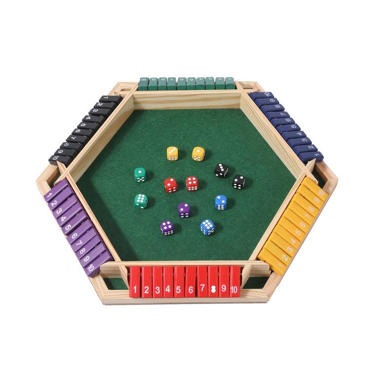 Shut The Box Dice Game, 6 Color Sided 6 Player Educational Shut The Box Math Game Wooden With 12 Dice For Party For Adults_voghion.com