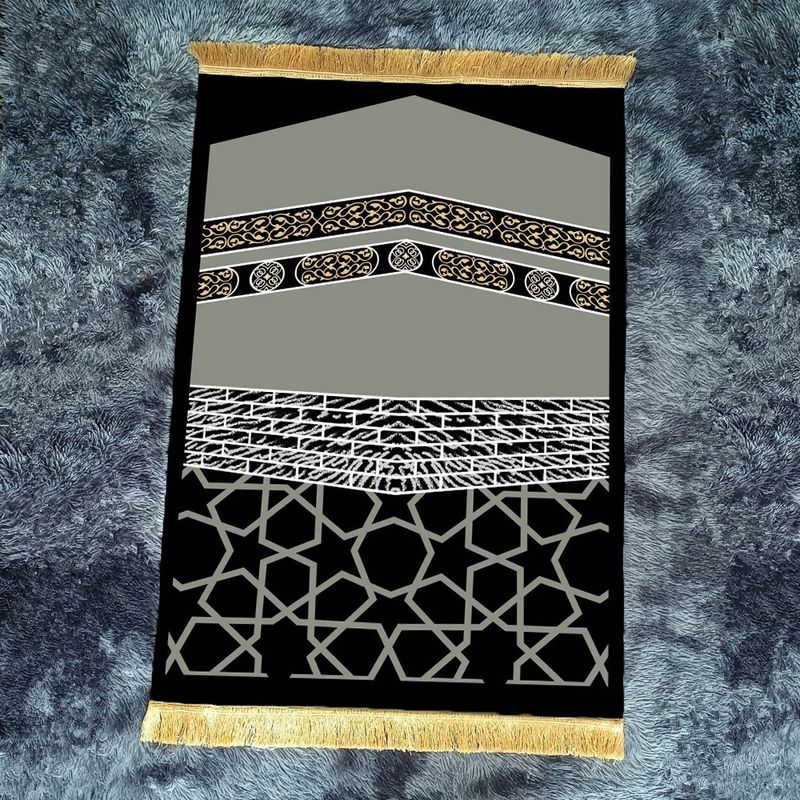 Geprägter Pilgerteppich, Einfarbiger Gebetsteppich mit dickem Kissen, Bedruckter Pilgerteppich, Gebetsmatte (Größe: 80 * 120)_voghion.com