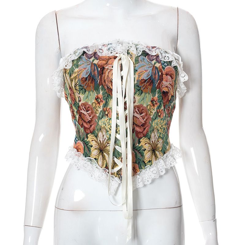 D22TP207 Summer New 2024 Pullover Sleeveless Chicken Eyes Lace Women's Top Bra_voghion.com