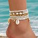 Conch Fußkettchen für Frauen Strand Muschel Anhänger Seestern Reis Perle Fußschmuck_voghion.com