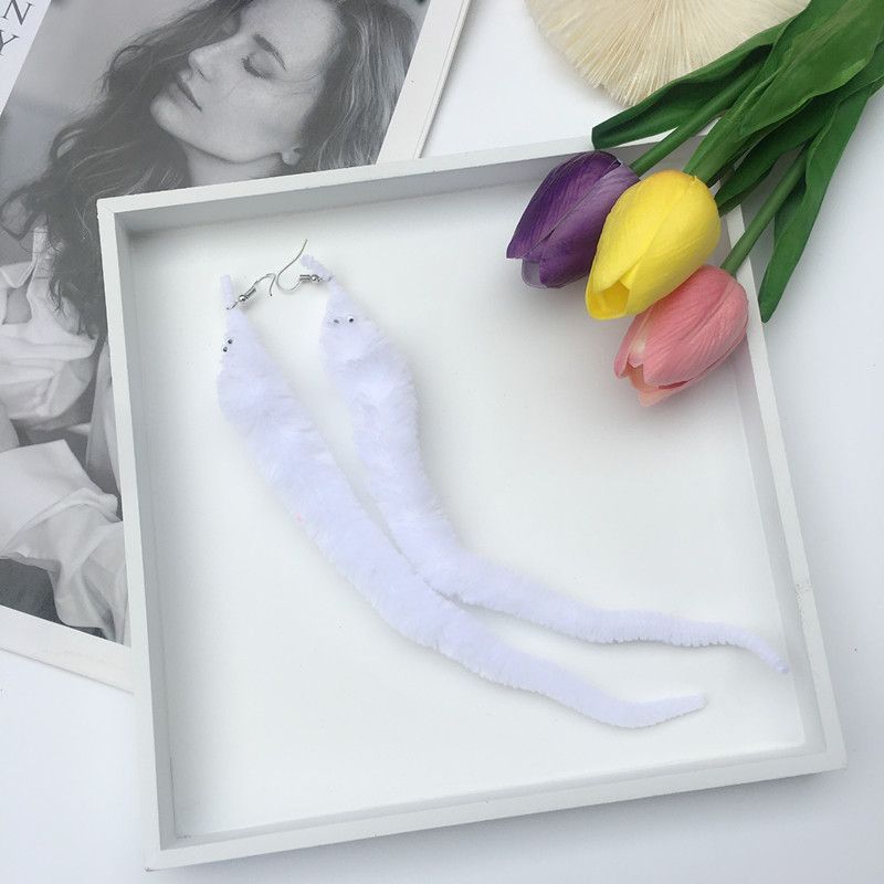 1 Pair Cute Geometric Solid Color Plush Women's Drop Earrings_voghion.com
