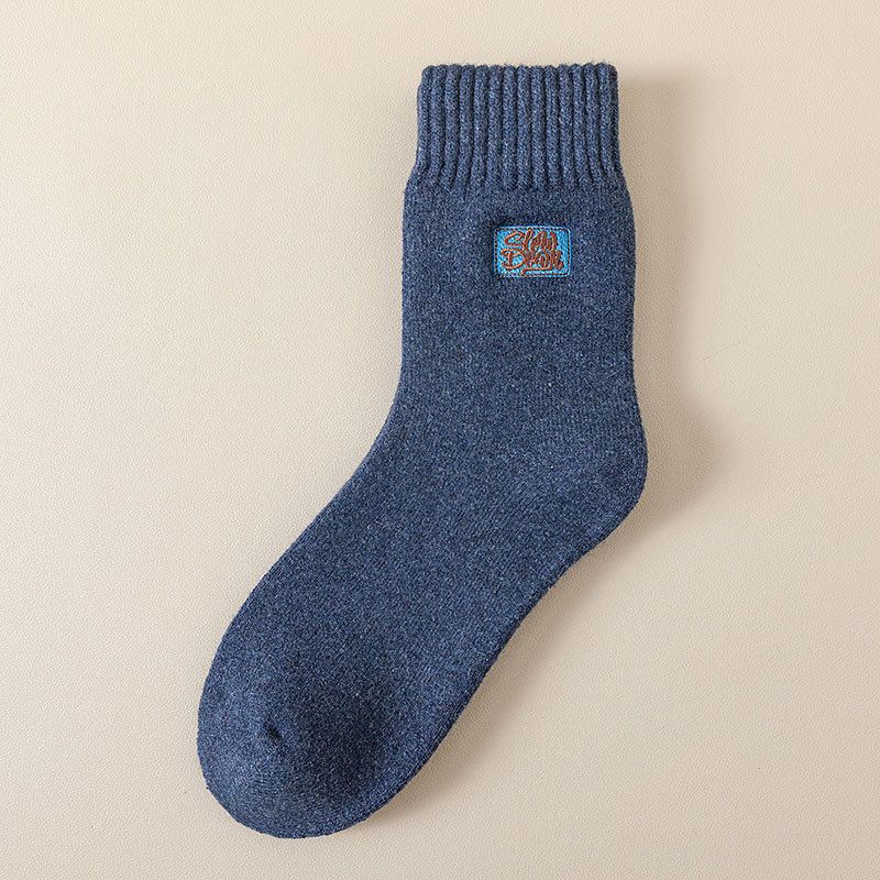 Dikke badstof sokken voor heren Winter dikke handdoek sokken Casual borduurwerk Middelste buis sokken Katoenen sokken Warme sokken voor heren Wollen sokken_voghion.com
