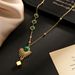 Collier éventail incrusté de malachite – Pendentif cube en acier inoxydable haut de gamme pour femme_voghion.com