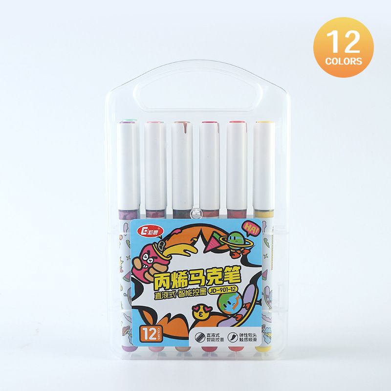 Vibrant Acrylic Markers Set For Kids - Waterproof, Non-Toxic, Washable Art Supplies For Drawing, Sketching & DIY Crafts (12/18/24/36/48 Colors)_voghion.com