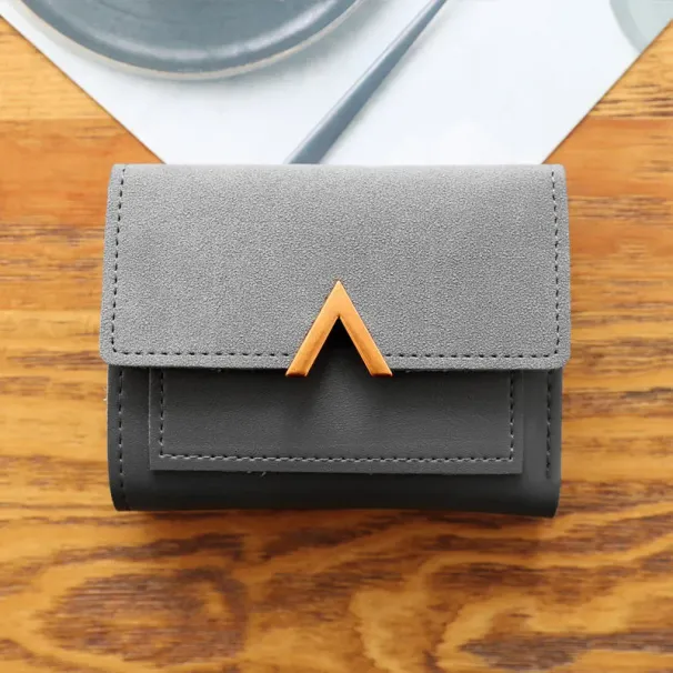 Portafoglio a tre pieghe da donna coreano corto, carino e fresco, con blocchi di colore, del nuovo designer V 2025_voghion.com