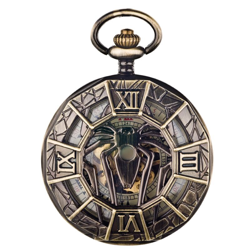 Anime Bagua Mechanical Pocket Flip Cover Hollow Old Shanghai Necklace Student Gear Old-fashioned Wind-up Hanging Watch_voghion.com