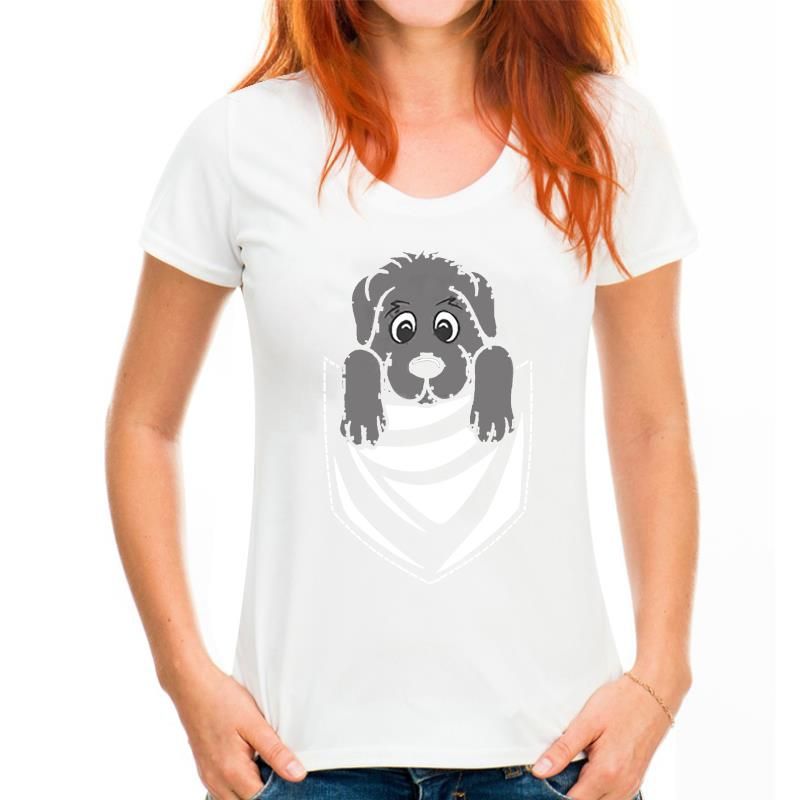 Männer Shirt Neufundländer Hund Brust Tasche Grafik T Frauen T-Shirt_voghion.com