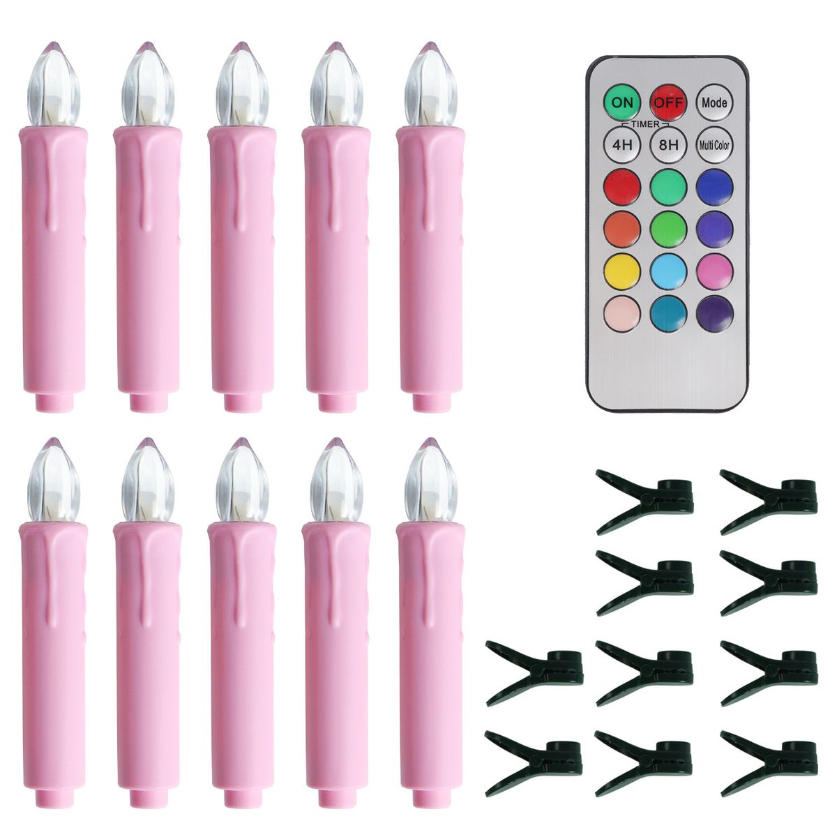 Bougie électronique longue tige en forme de coquille de macaron avec télécommande et clip, décoration d'ambiance pour sapin de Noël, fête, mariage_voghion.com