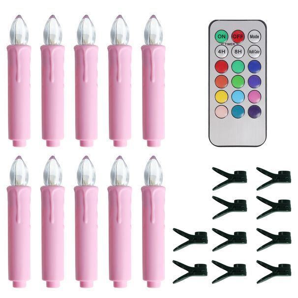 Bougie électronique longue tige en forme de coquille de macaron avec télécommande et clip, décoration d'ambiance pour sapin de Noël, fête, mariage_voghion.com