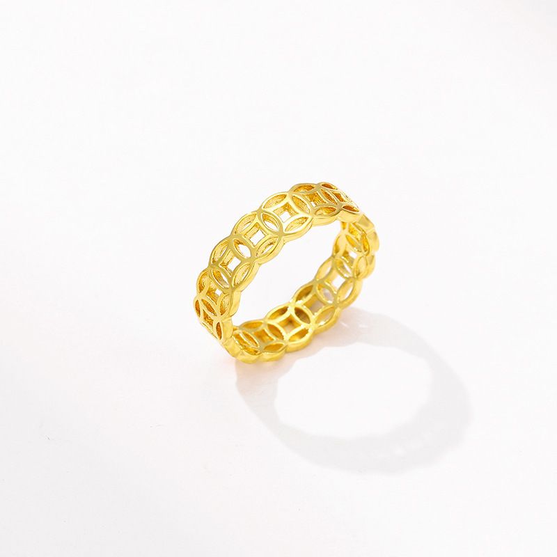 Nuovo anello da donna con moneta in rame, simulazione di coppia, gioielli in argento 999_voghion.com