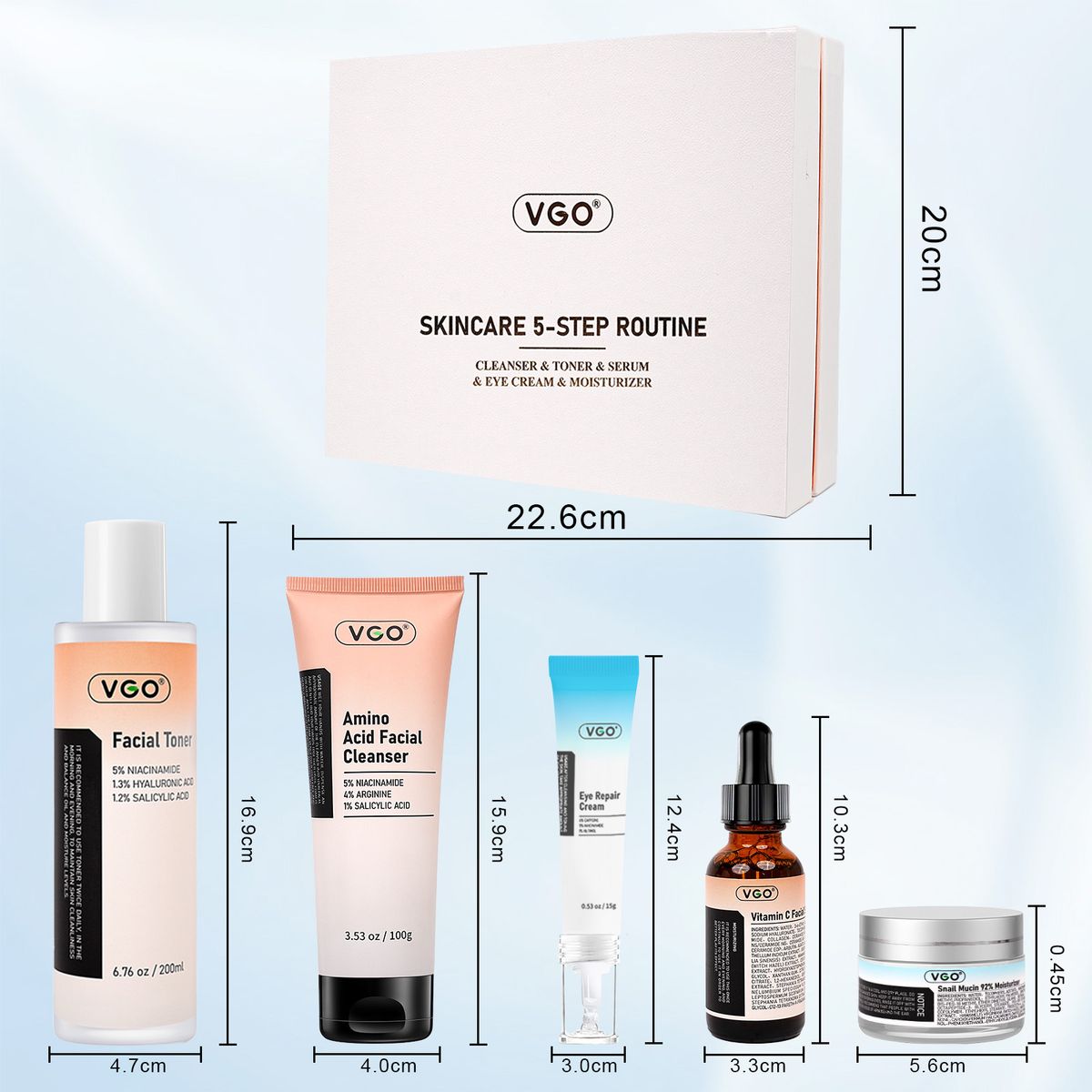 Day Creams & Moisturizers VGO Whitening, Anti Wrinkle, Even Skin Tone, And Improve Skin Elasticity Five Step Skin Care Set_voghion.com