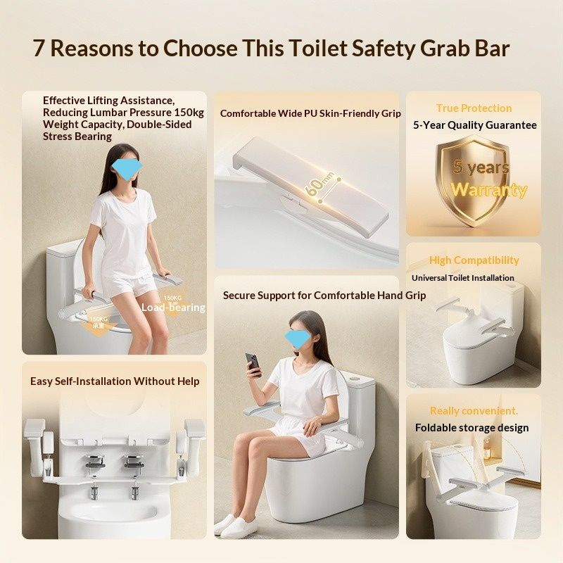 Matkapsız Tuvalet Tutma Çubuğu, Yaşlılar İçin Tuvalet Yardım Braketi, Yaşlı Dostu Banyo ve Tuvalet Güvenlik Korkuluklarının Yenilenmesi_voghion.com