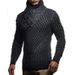 Maglione a collo alto da uomo – Pullover invernale a collo alto con bottoni | Vestibilità slim e orlo a coste_voghion.com