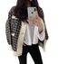 2024 autumn/winter Korean chic simple style contrasting color single breasted checkered knit cardigan long sleeved_voghion.com